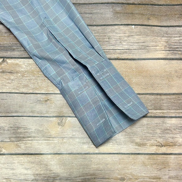 Charles Tyrwhitt White Blue Green Slim Fit French Cuff Button Up Shirt 15.5 35 - Picture 8 of 14